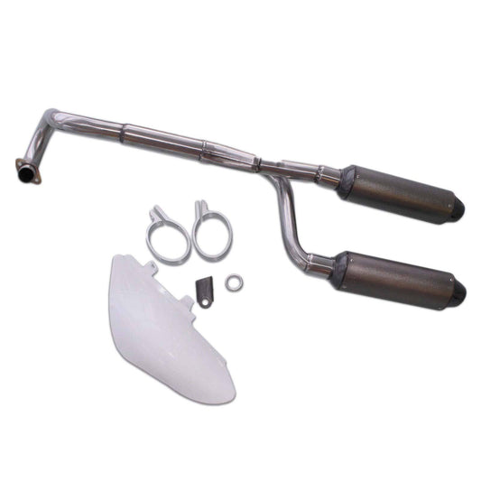 Silver Big Bore Dual Exhaust Muffler CRF50 STYLE Atomik Pitpro Thumpstar DHZ - TDRMOTO