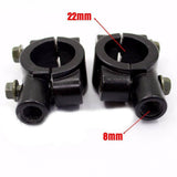 8mm Mirror Mount Holders Bracket Clamp For 7/8" 22mm Handlebar ATV Motorcycle - TDRMOTO