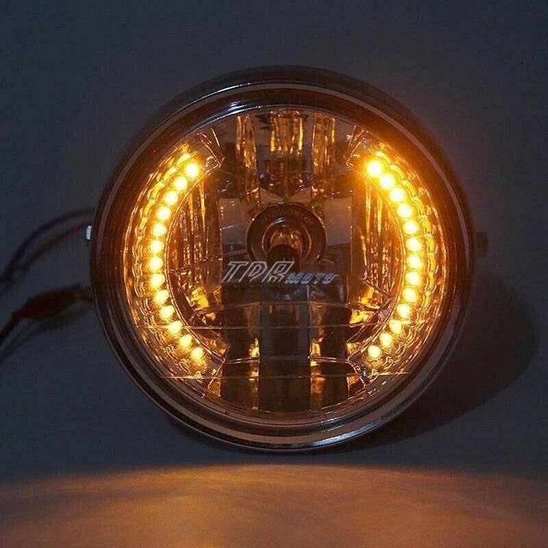For Harley Bobber/Chopper/Touring/Custom Headlight Head Lamp With LED Signals - TDRMOTO