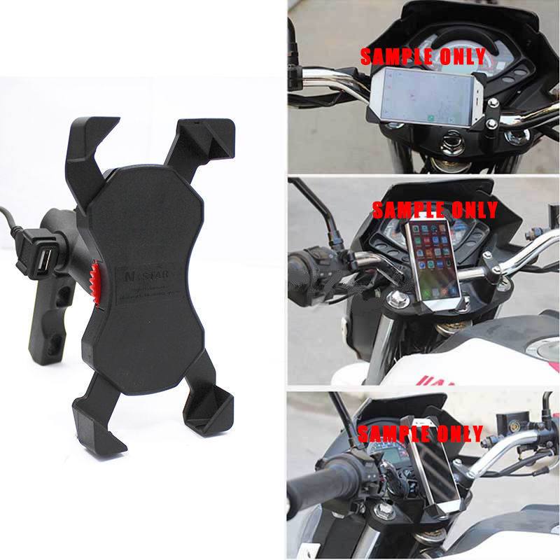 X-Bracket Motorcycle Bike Lever Mount Cellphone Holder USB Charger Cell Phone - TDRMOTO