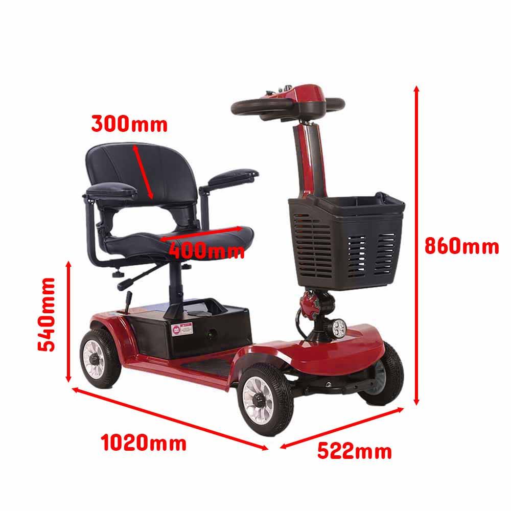 Red Foldable Electric Mobility Scooter 250W Portable 150kg Load Capacity - TDRMOTO