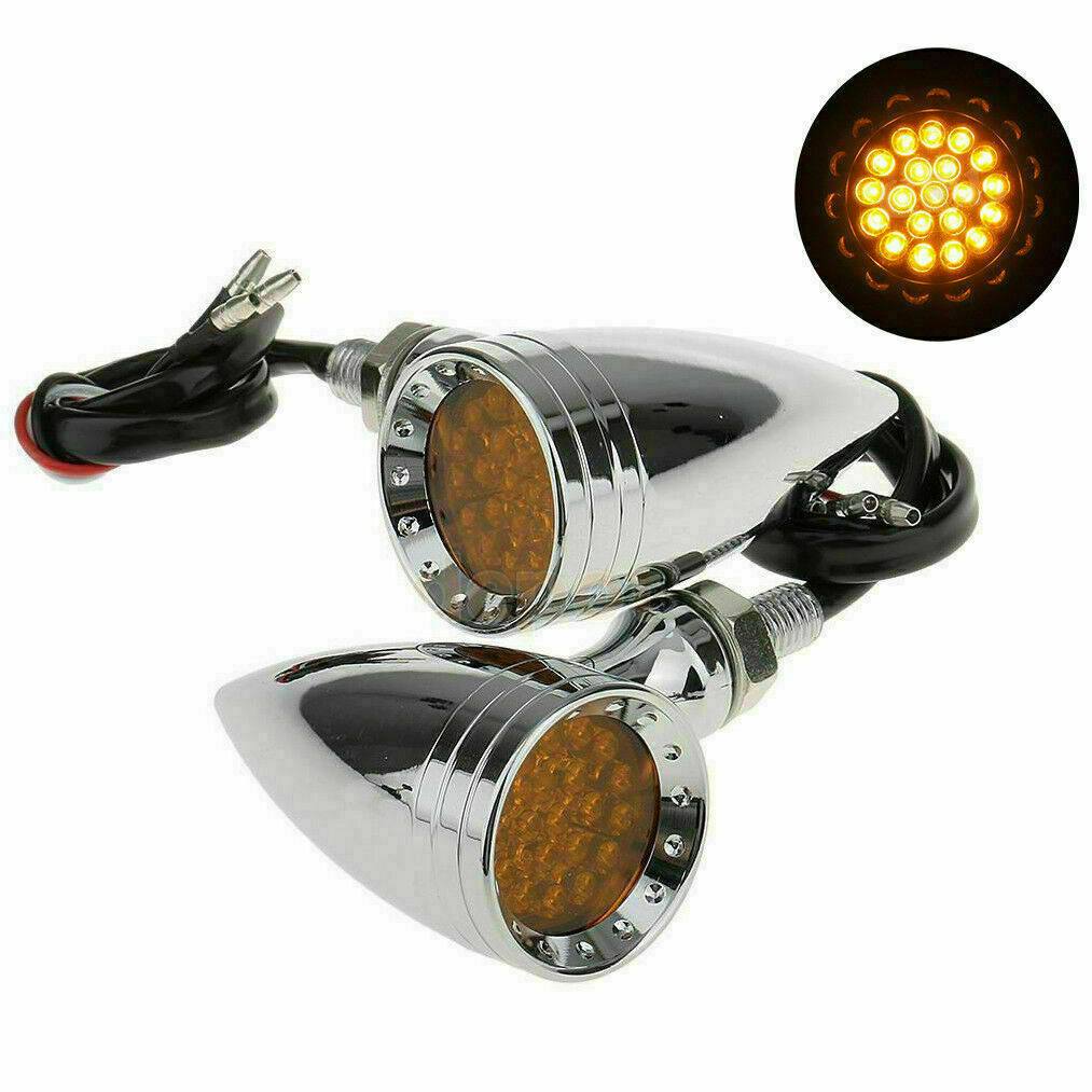 Chrome Metal 20Led Bullet Turn Signal Indicator Harley Sportster Softail Bobber - TDRMOTO