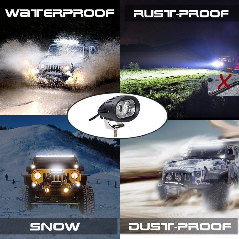 Pair - Motorcycle LED Driving Spotlight Spot Fog Head Light Lamps Bright White - TDRMOTO
