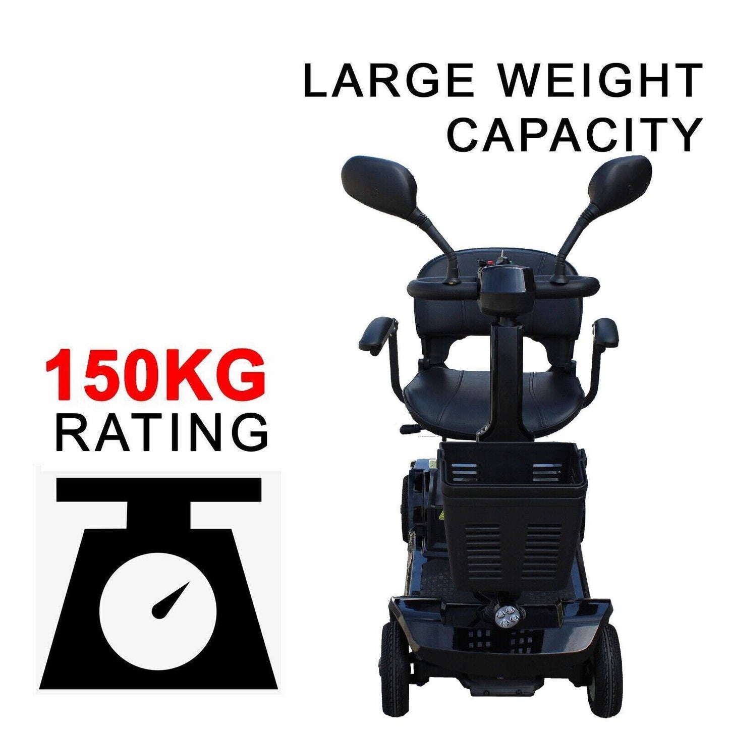 Black Foldable Electric Mobility Scooter 250W Portable 150kg Load Capacity - TDRMOTO