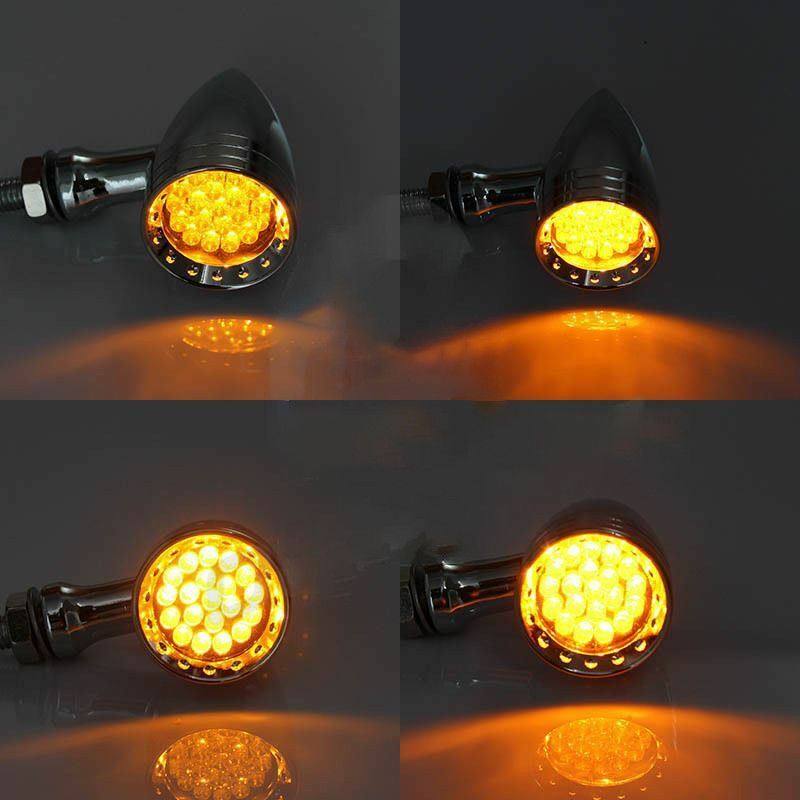 Chrome Metal 20Led Bullet Turn Signal Indicator Harley Sportster Softail Bobber - TDRMOTO