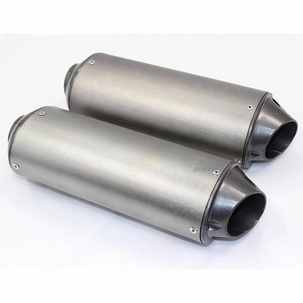 Silver Big Bore Dual Exhaust Muffler CRF50 STYLE Atomik Pitpro Thumpstar DHZ - TDRMOTO