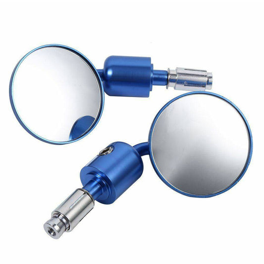 Blue CNC 7/8" Handle Bar End Rear-view Mirror Universal Fit - TDRMOTO