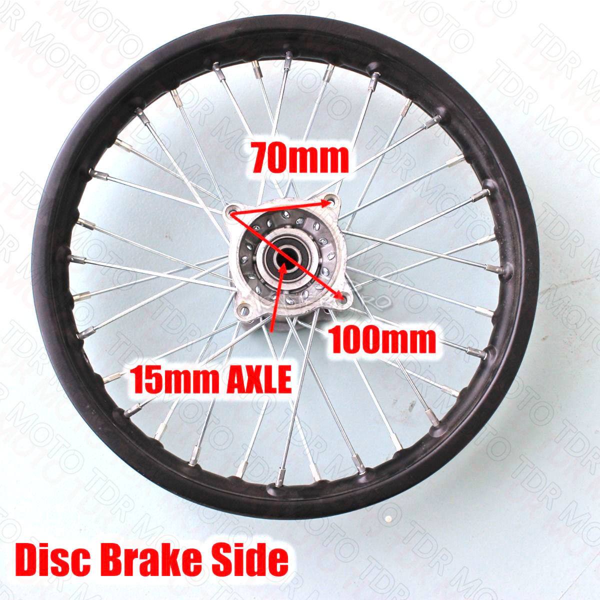 1.85-12 Billet Rear Rim – 15mm Axle, For 70cc-125cc Dirt Trail MX Bikes (TL304)
