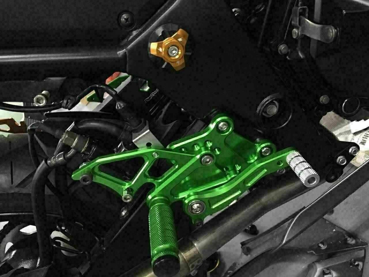 Rearset Rear Set Footpegs Fit Kawasaki Ninja 300 2013 Adjustable Foot Pegs Green - TDRMOTO