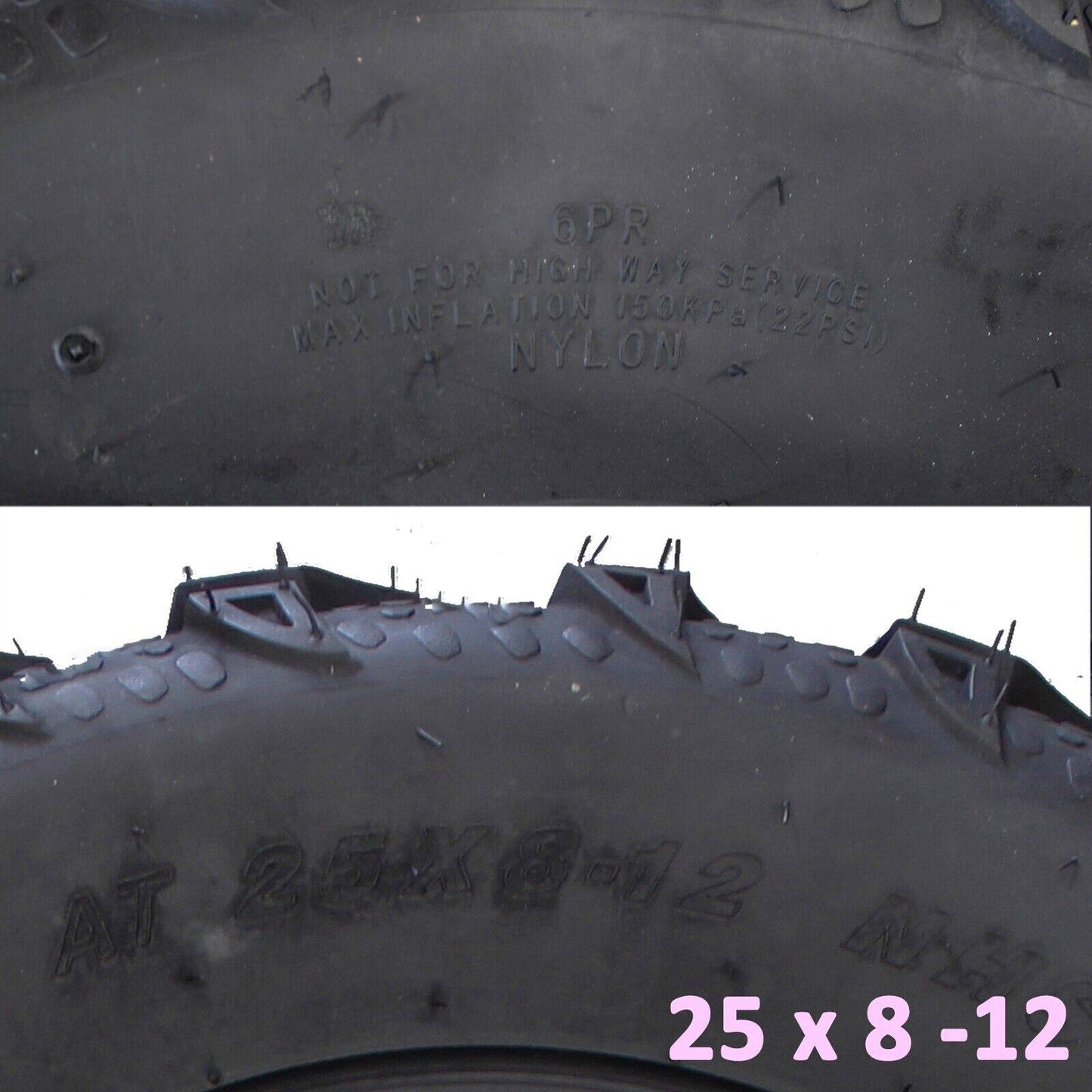2pcs 25x8-12" & 2pcs 25x10-12" Tyres 6ply For Off Road Quad ATV Farm Dirt Bike - TDRMOTO
