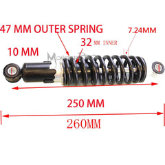 250mm Rear Shock Absorber Shocker Suspension Dirt Pit Trial Bike CRF50 Swing Arm - TDRMOTO