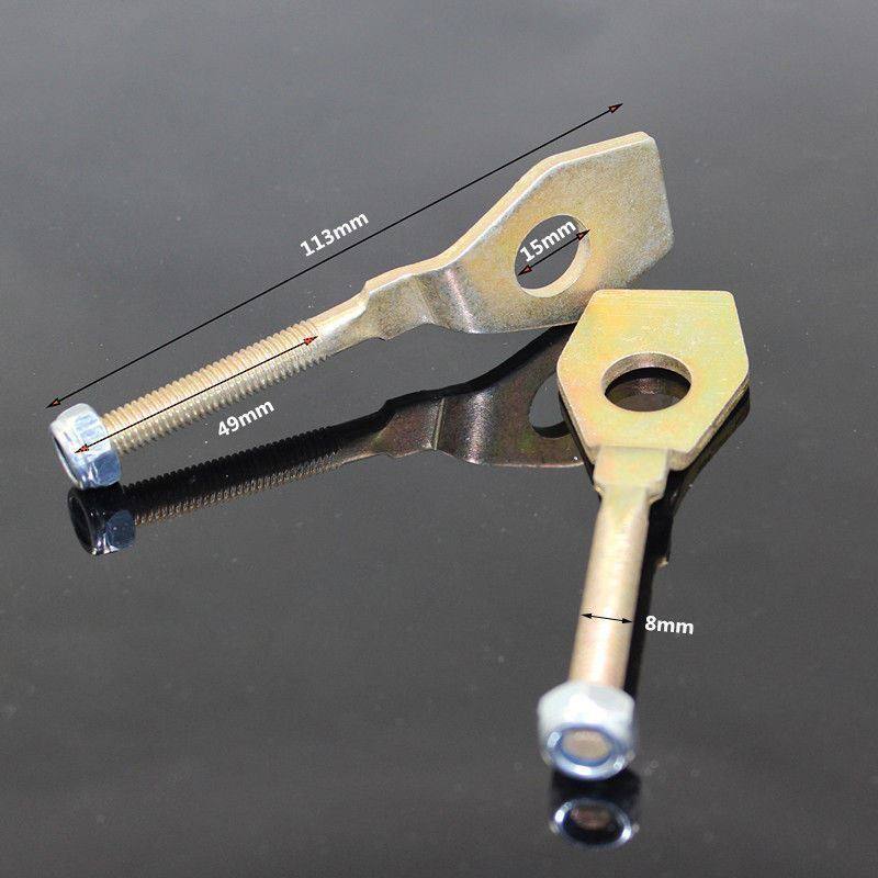 2x New ATV Chain Adjuster Tensioner (8mm thread, 113mm long) for 15mm axles - TDRMOTO