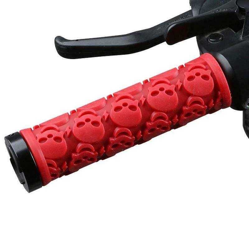 2Pcs Red Skull Anti-Slid Rubber Bicycle Bike Handlebars Handle Bar Grips - TDRMOTO