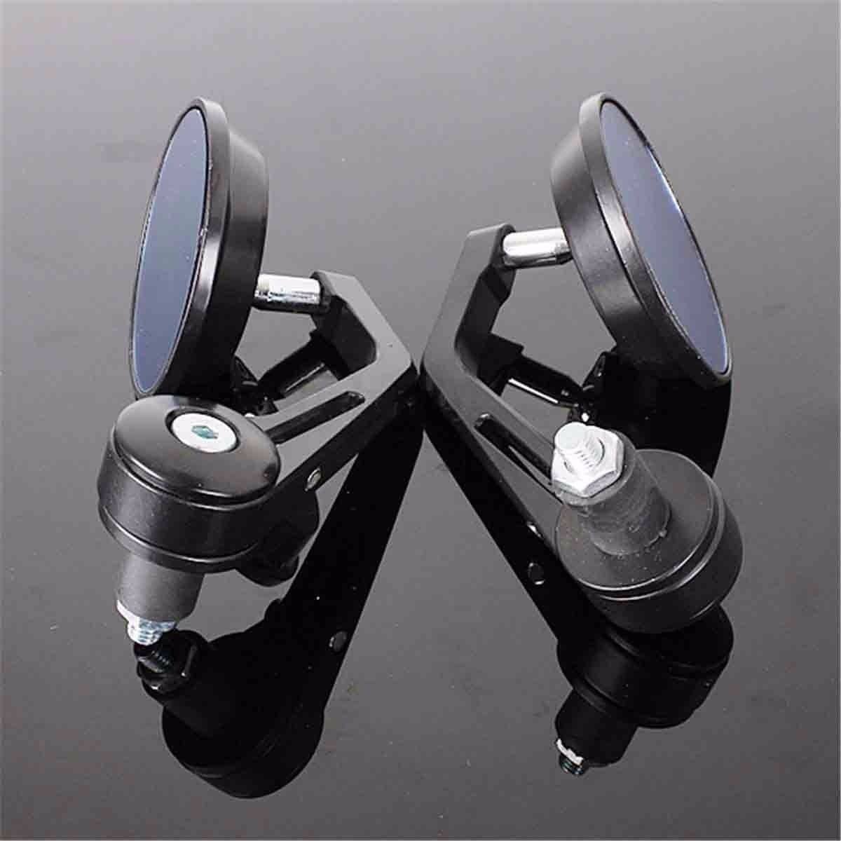 Round Universal Black Motorcycle 7/8" Bar End Rear Side View Mirrors Cafe Racer - TDRMOTO