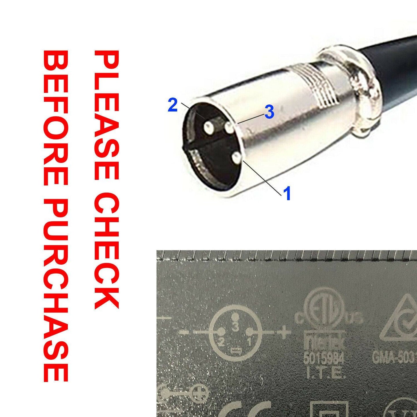 EBike 54.6V (Output) XLR Charger Plug for 48V Battery Electric Bike Scooter - TDRMOTO