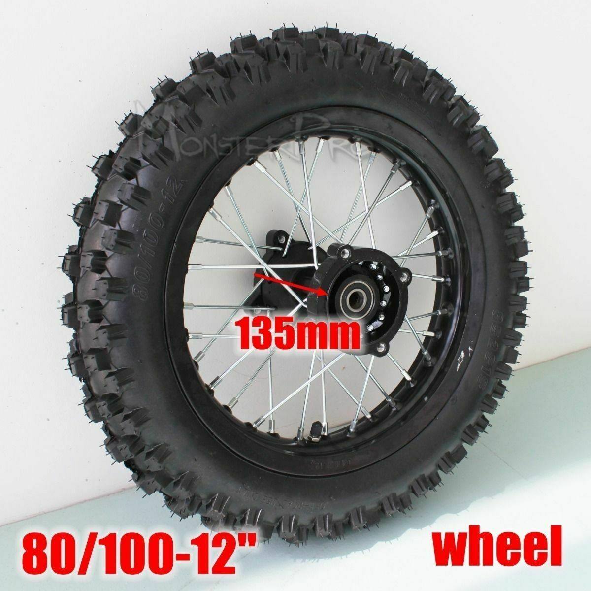 12mm Axle 80/100-12 Inch Rear Knobby Wheel Dirt Pit Pro Trail Bike Motorcross - TDRMOTO