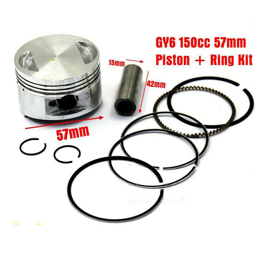 GY6 150cc Engine 57mm Piston Rings + Head Gasket Kit Scooter Moped ATV Quad Go - TDRMOTO