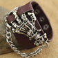 Gothic Cool Men's Punk Biker Skull Ghost Hand Cuff Leather Bracelet Wristband - TDRMOTO