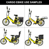 TDR Yellow Cargo Electric Bike 22" 48V 250W Dual Battery Long Range - TDRMOTO