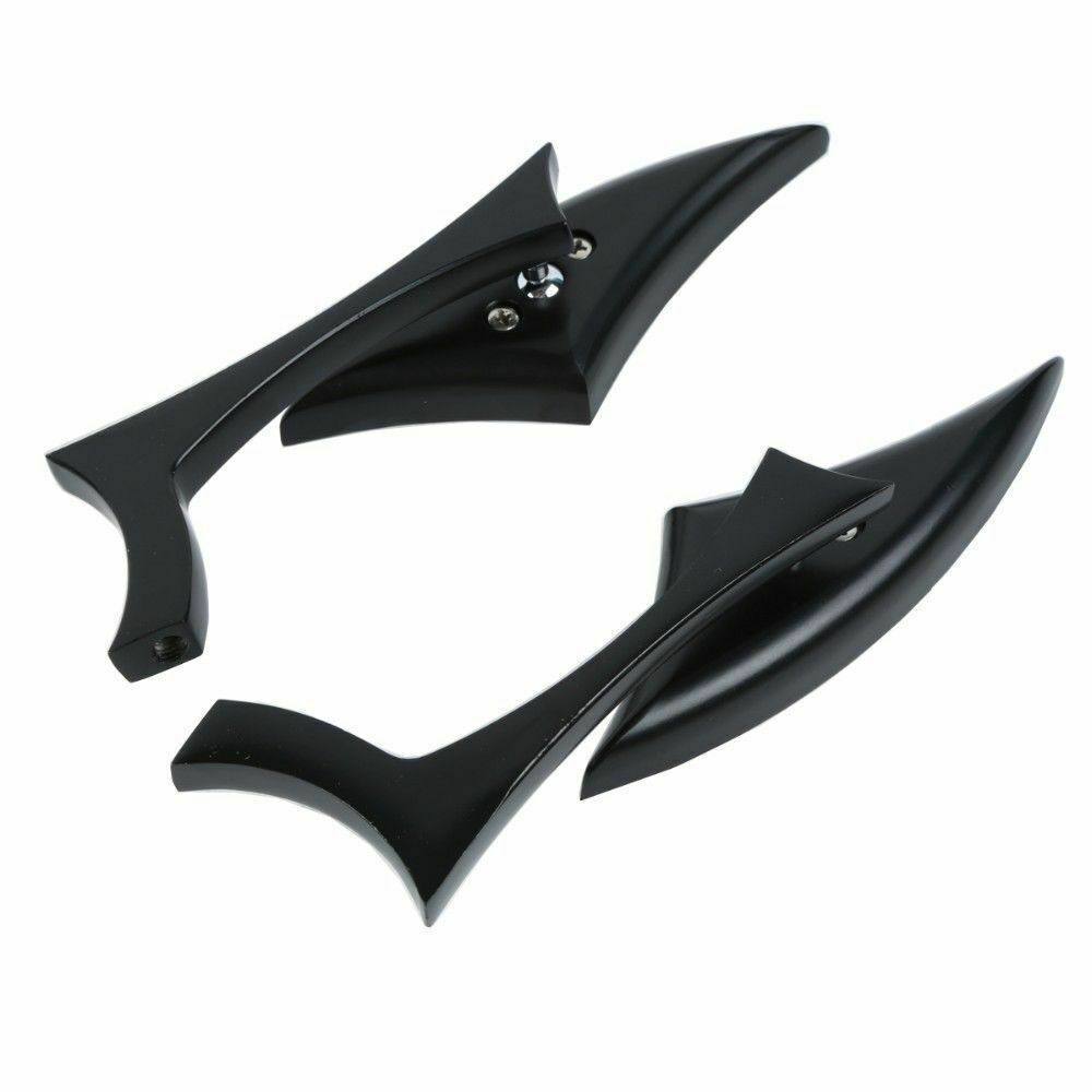 Black Spear Motorcycle Rear View Side Mirrors 8mm 10mm Universal Fit - TDRMOTO