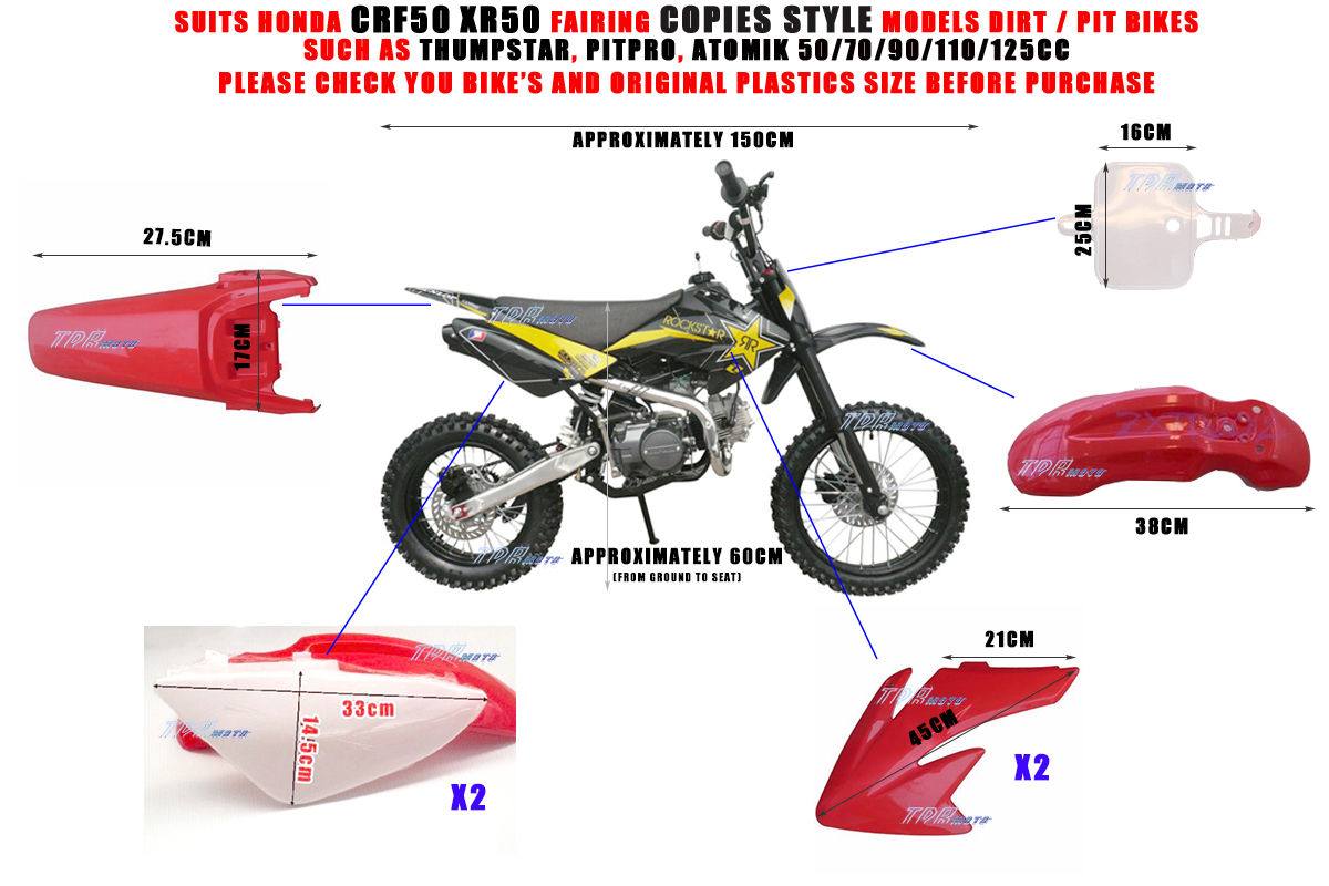 WHT CRF50 PLASTICS FAIRING KIT Dirt Bike 50cc 70cc 90cc ATOMIK/PITPRO/Thumpstar - TDRMOTO
