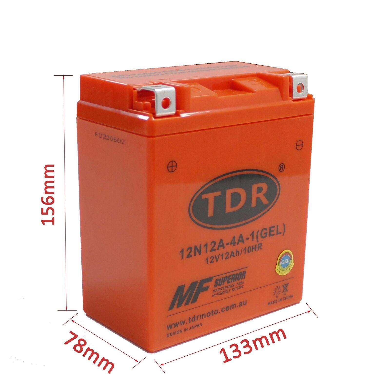 12N12A-4A-1 12V 12Ah Motorcycle Battery For Honda Yamaha Kawasaki Motorbike ATV YTX14AH-BS/YB12A-A - TDRMOTO