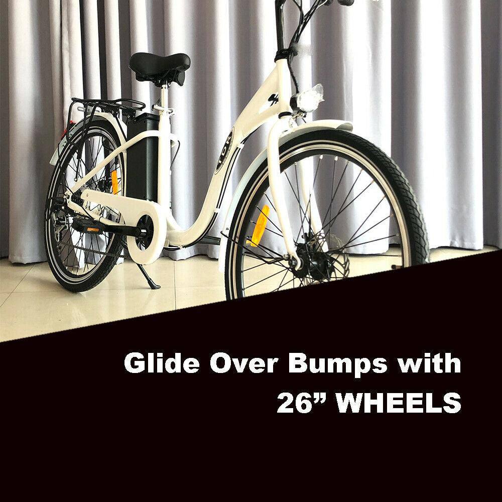 TDR 250W 26" White Electric Bike with 10Ah Lithium Ion Battery - TDRMOTO