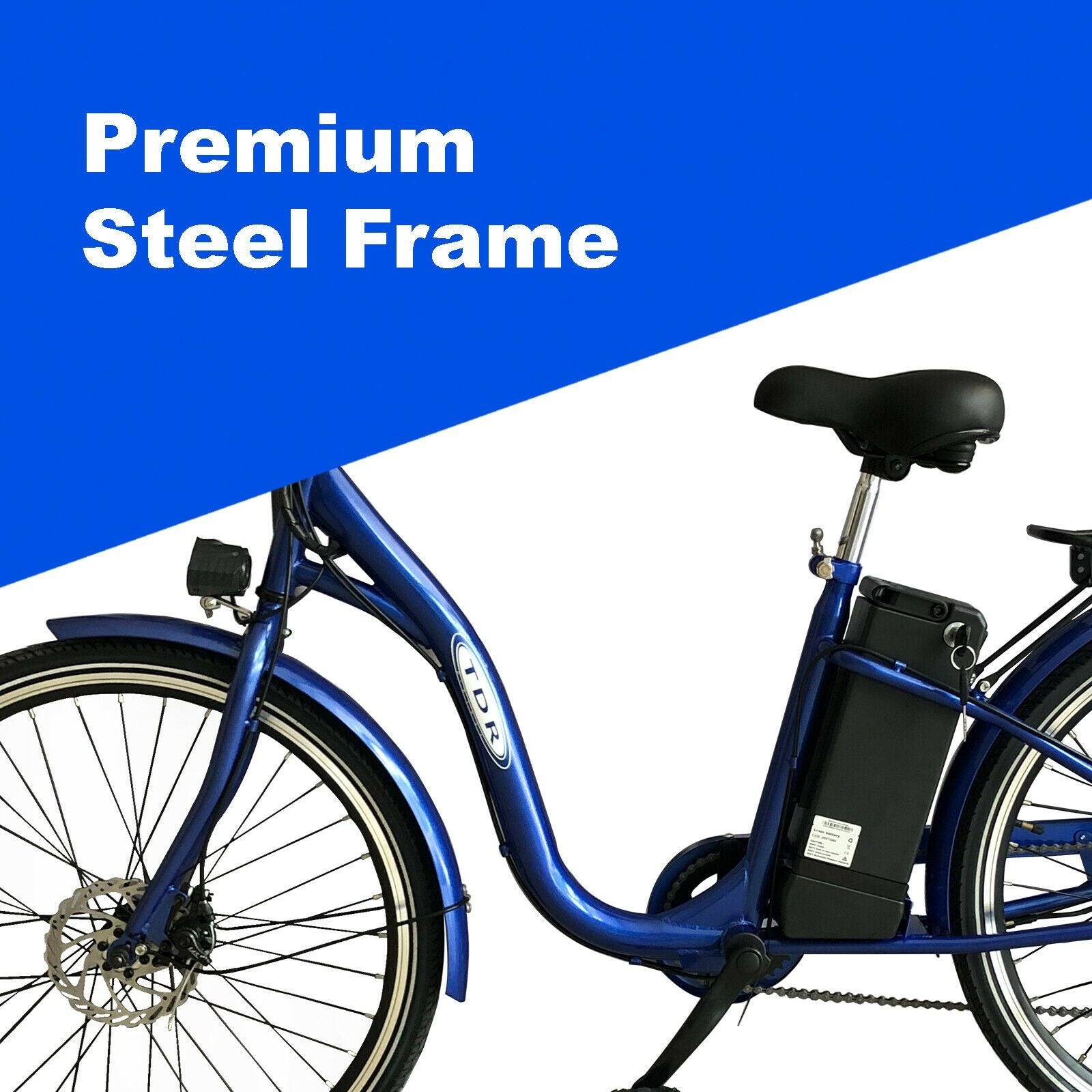 TDR 250W 26" Blue Electric Bike with 10Ah Lithium Ion Battery - TDRMOTO