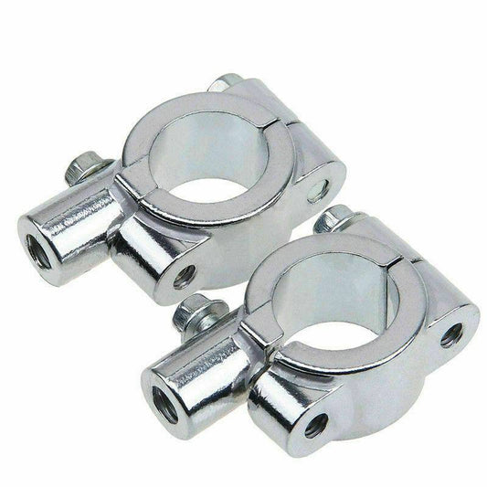 Universal Motorbike Motorcycle Chrome Mirror mounts For 22mm Bars 8mm Threads - TDRMOTO