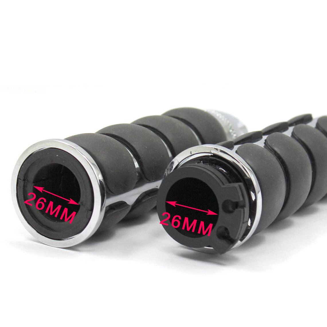 1" Motorcycle Chrome Handlebar Hand Grips For Harley Davidson Comfort Grip 25mm - TDRMOTO