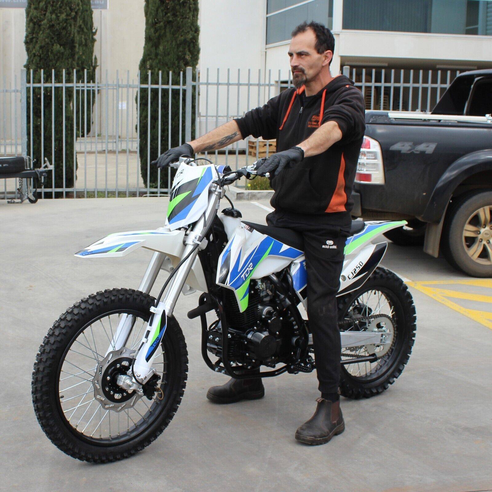 TDR CJ250 250cc Dirt Pit Bike Off Road Motocross Electric/Kick Start Motorbike Blue & Green - TDRMOTO