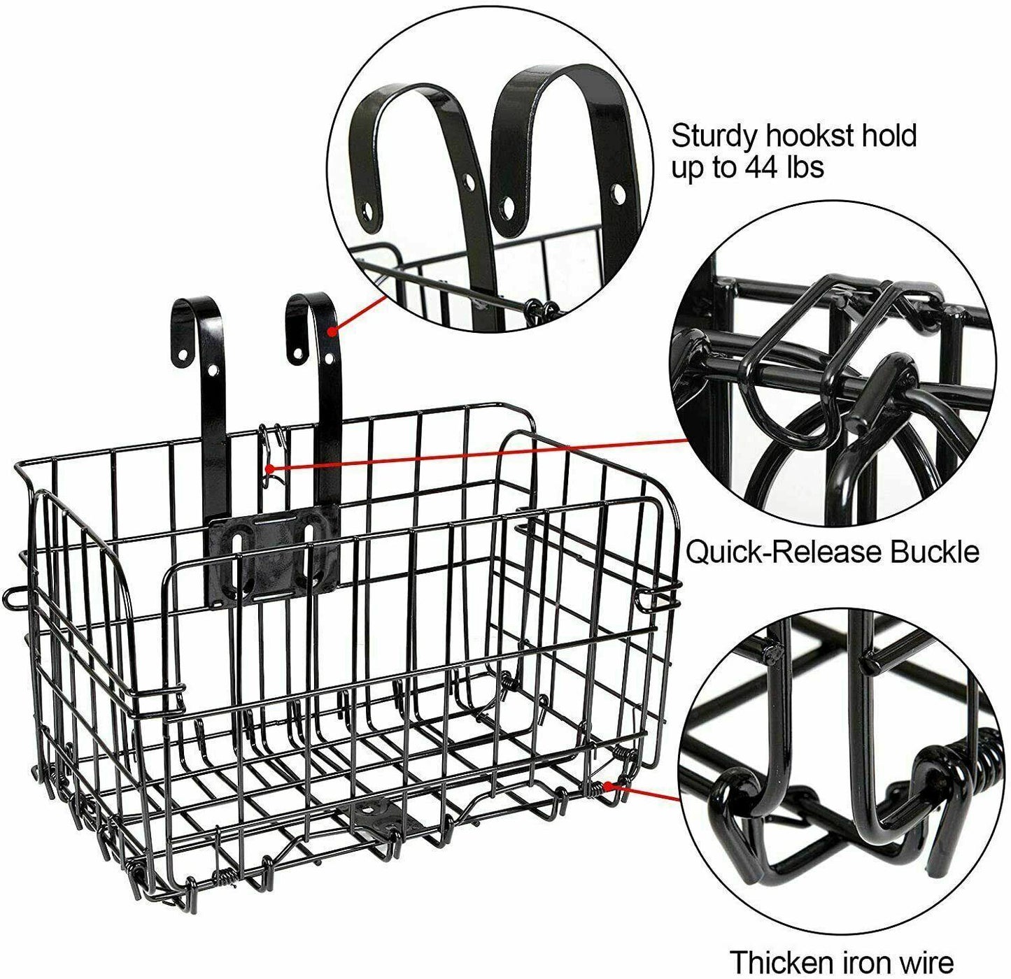 Black Foldable Bicycle Front/Rear Handlebar Basket Storage - TDRMOTO
