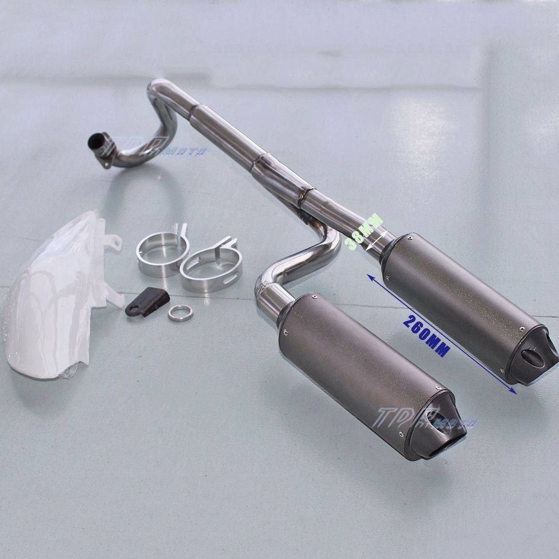 Silver Big Bore Dual Exhaust Muffler CRF50 STYLE Atomik Pitpro Thumpstar DHZ - TDRMOTO