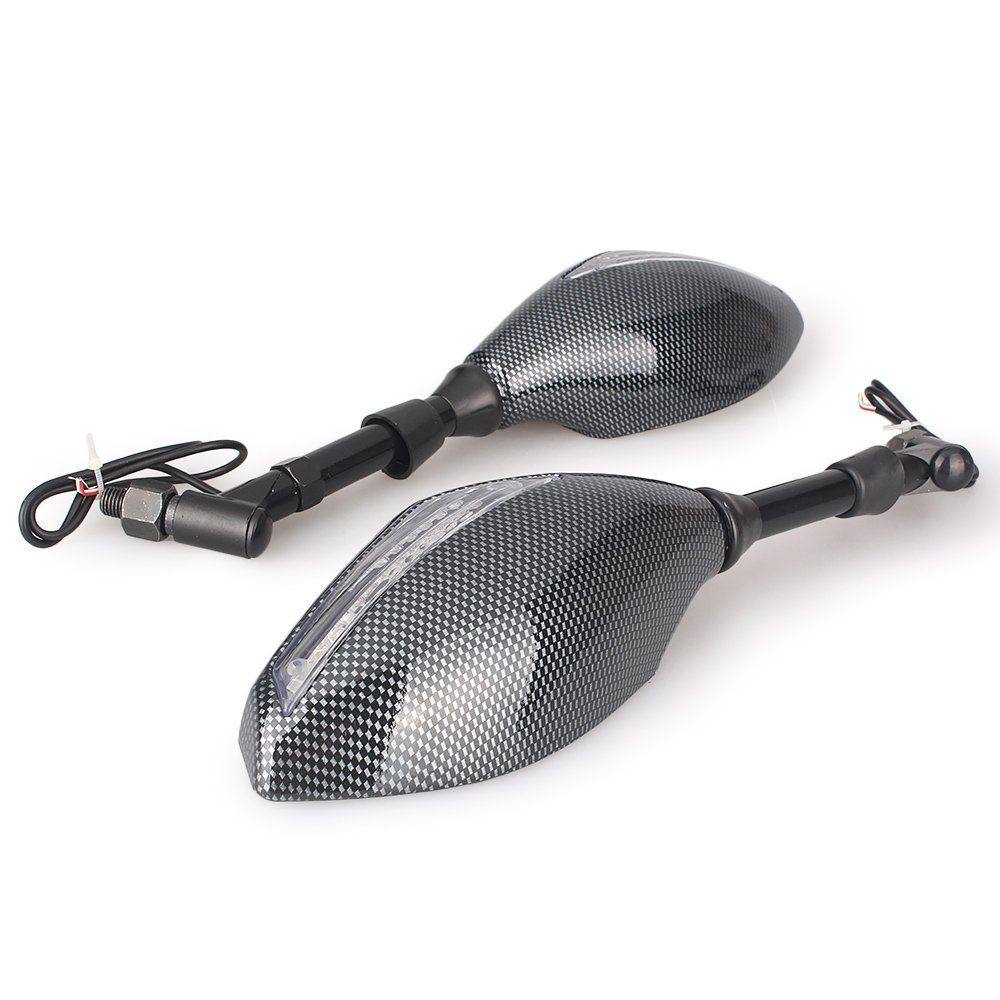 Pair 10mm Motorcycle LED Turn Signal Integrated Indicator Light Rearview Mirror - TDRMOTO