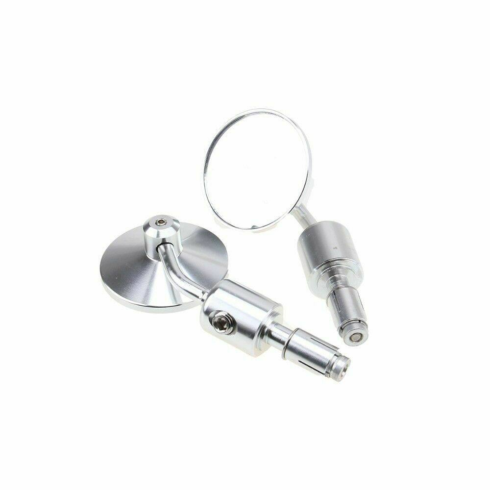 Silver CNC 7/8" Handle Bar End Rear-view Mirror Universal Fit - TDRMOTO
