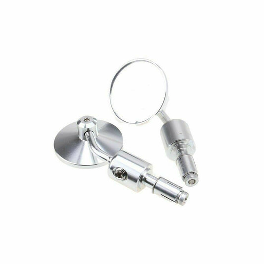 Silver CNC 7/8" Handle Bar End Rear-view Mirror Universal Fit - TDRMOTO