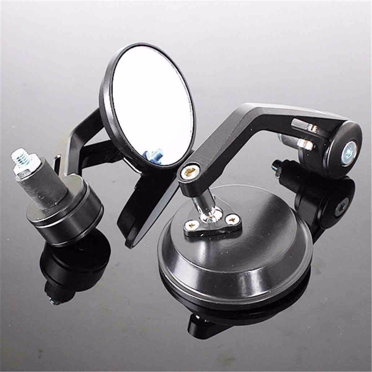 Round Universal Black Motorcycle 7/8" Bar End Rear Side View Mirrors Cafe Racer - TDRMOTO