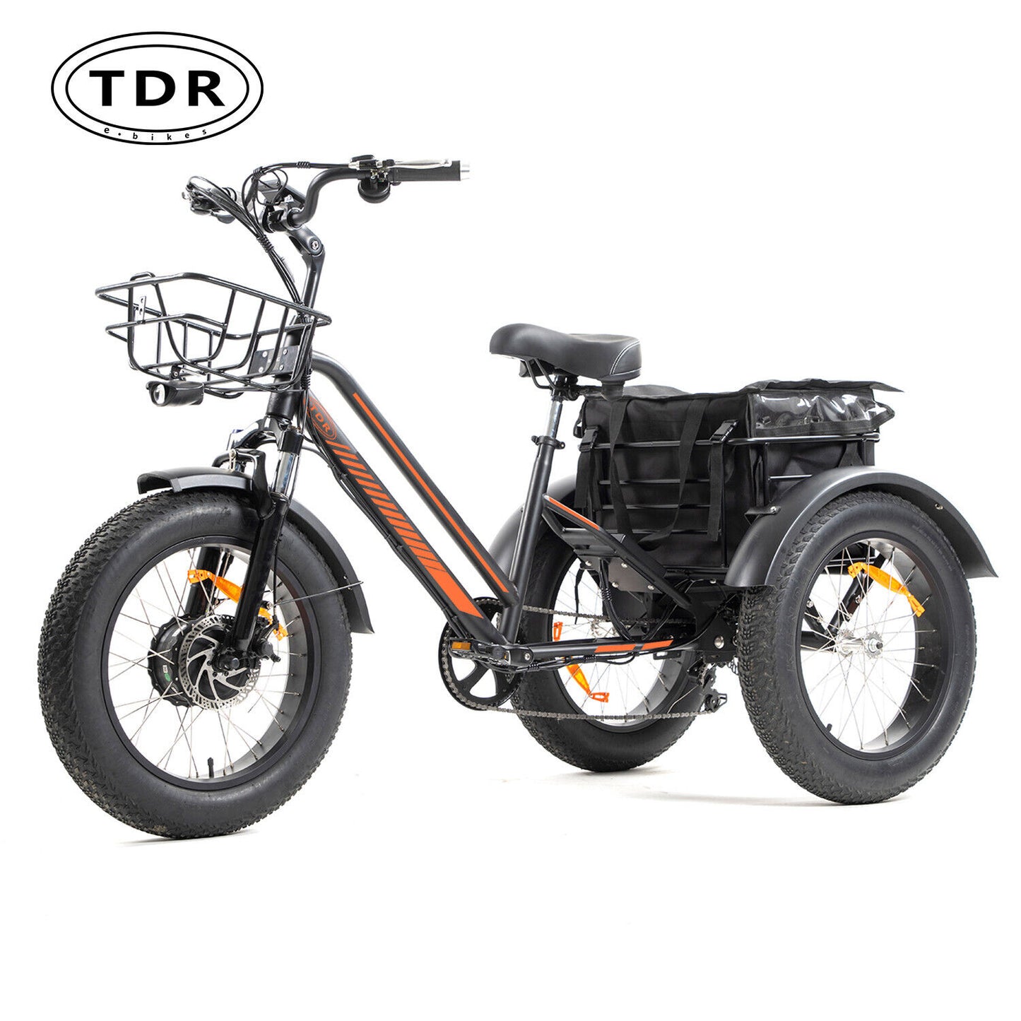 750W Fat Tyre Electric Tricycle Bafang Motor 7 Speeds Shimano Rear Rack Basket Trolley