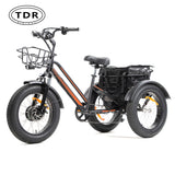 750W Fat Tyre Electric Tricycle Bafang Motor 7 Speeds Shimano Rear Rack Basket Trolley - TDRMOTO