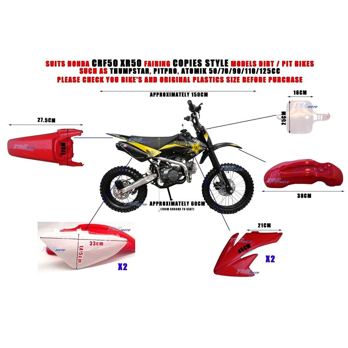 Black Pit Bike PLASTICS Honda CRF50 Style - 110cc 120cc 125cc Pitbike Fairing - TDRMOTO
