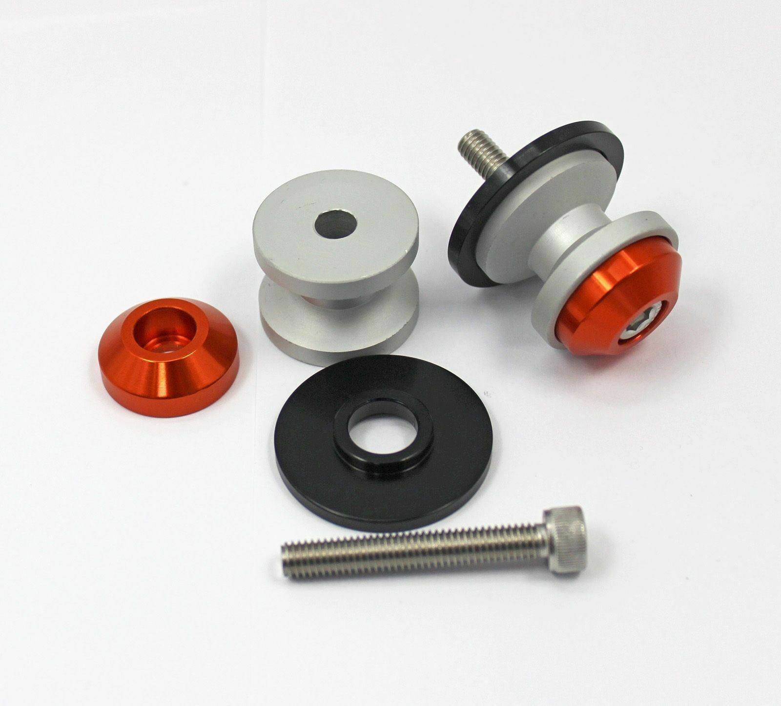 Universal Orange 6mm Motorcycle Bike Aluminum CNC Swingarm Sliders 6mm Spools - TDRMOTO