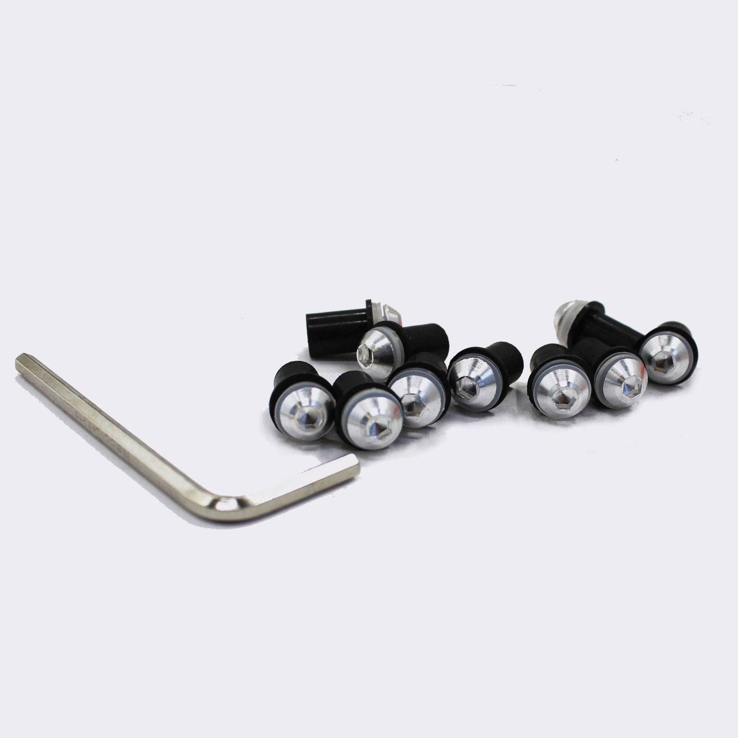 10pcs 5mm Motorcycle Windscreen Windshield Bolts Screw Kit Nuts Washers Silver - TDRMOTO