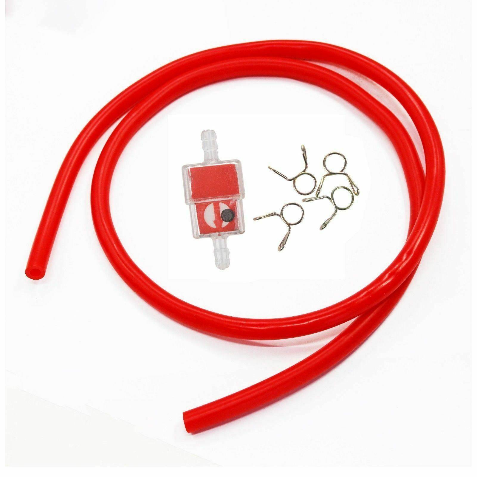 1m Red Fuel Petrol Line Hose Filter Clip For Pit Trail Quad Dirt Bike ATV Buggy - TDRMOTO