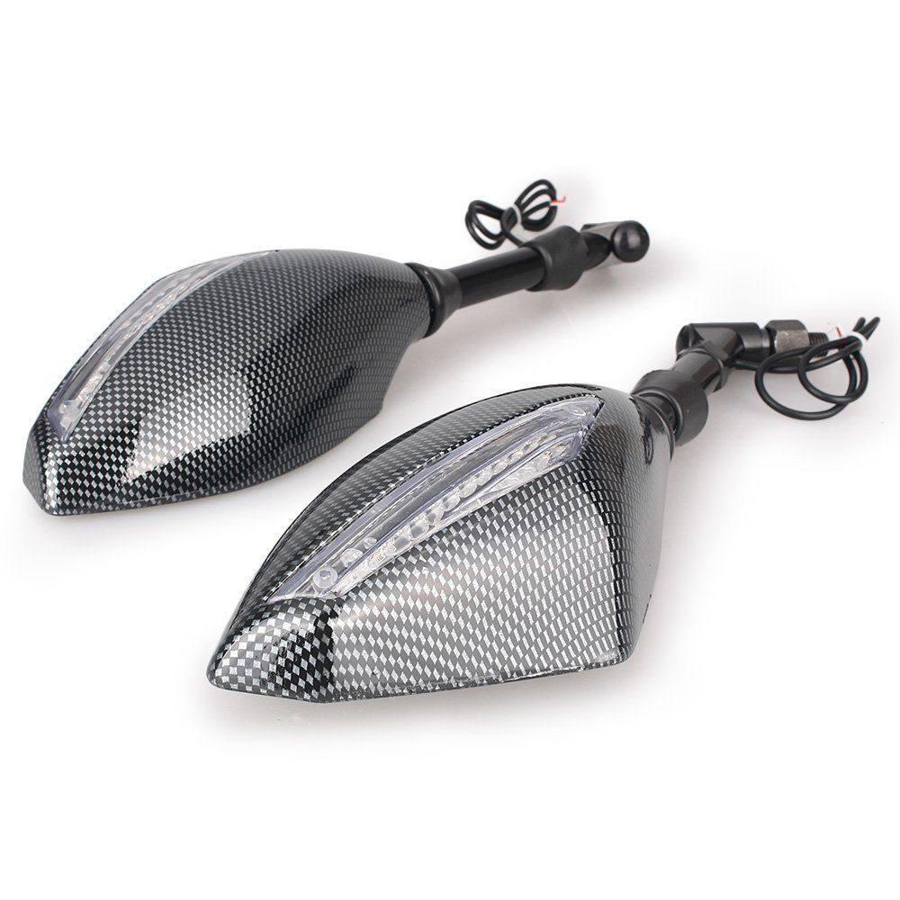 Pair 10mm Motorcycle LED Turn Signal Integrated Indicator Light Rearview Mirror - TDRMOTO