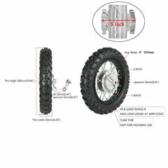 2.75-10 Inch Drum Brake Rear Back Wheel (Rim + Tyre) - TDRMOTO