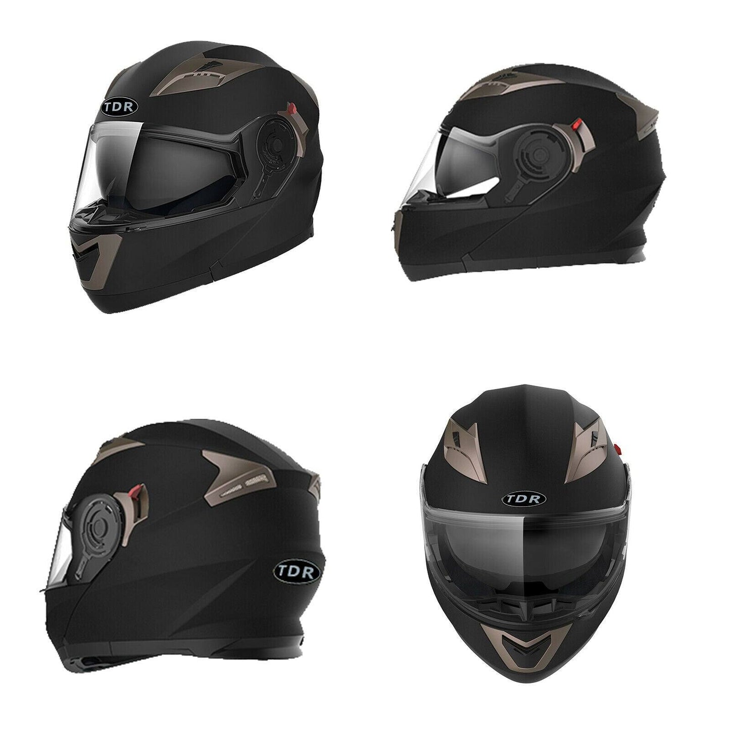 TDR Matt Black Motorcycle Helmet Adult ECE 22.05 - TDRMOTO