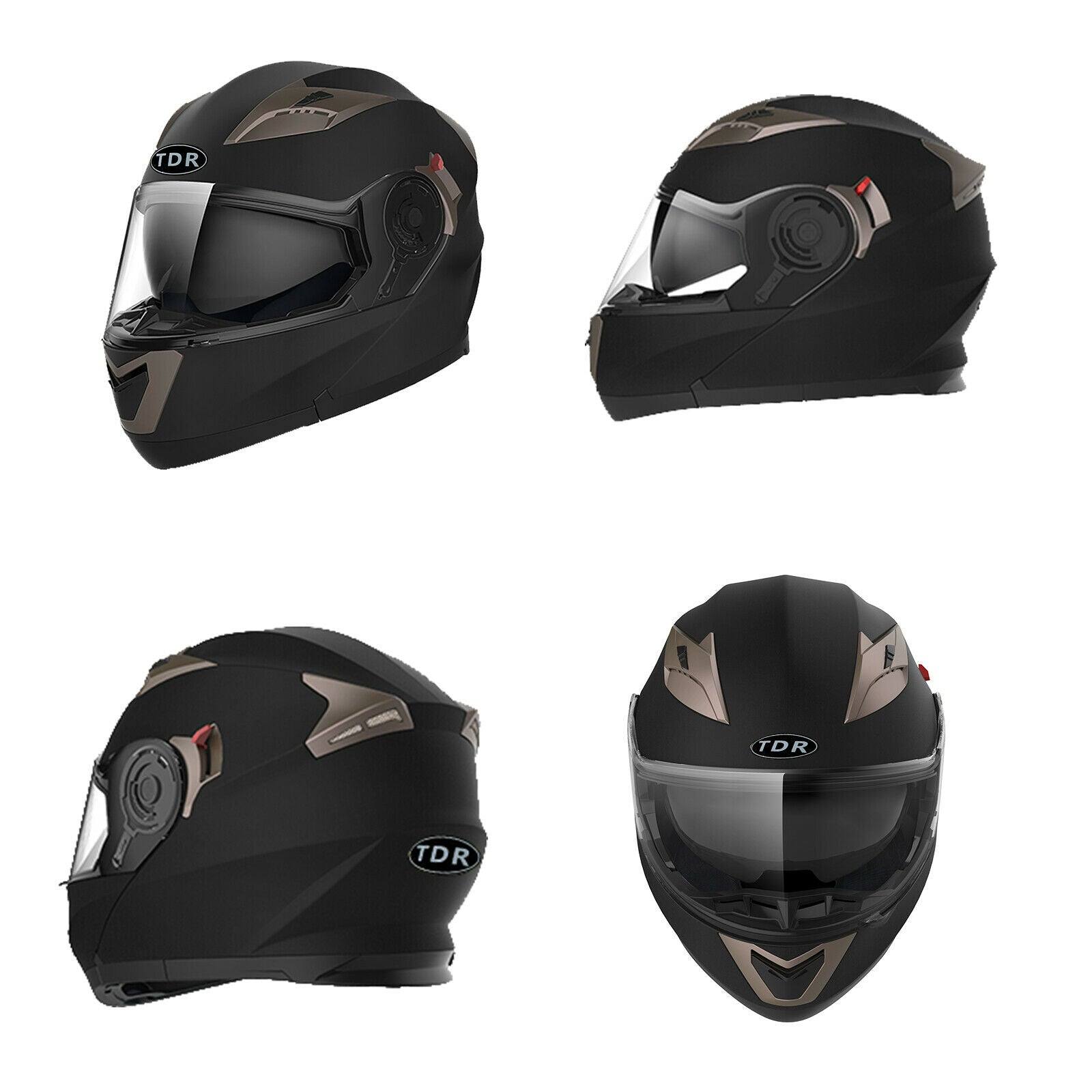 TDR Matt Black Motorcycle Helmet Adult ECE 22.05 - TDRMOTO