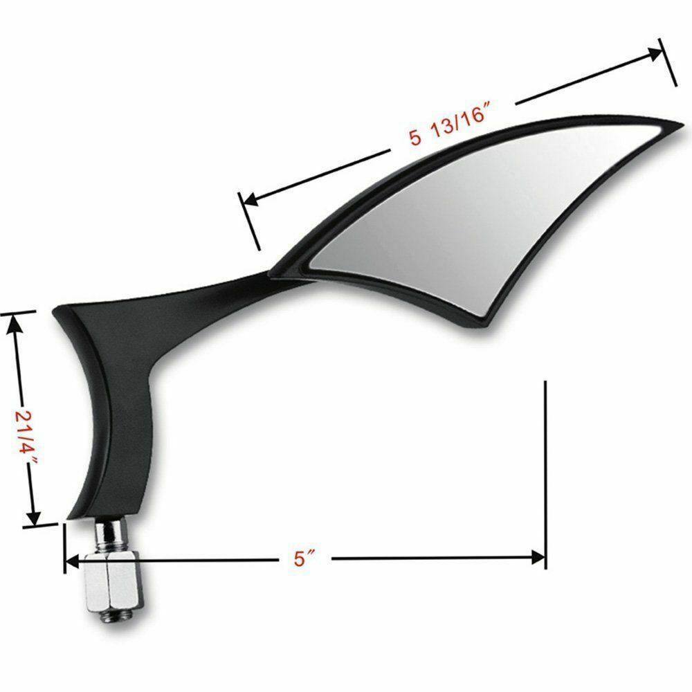 Black Spear Motorcycle Rear View Side Mirrors 8mm 10mm Universal Fit - TDRMOTO