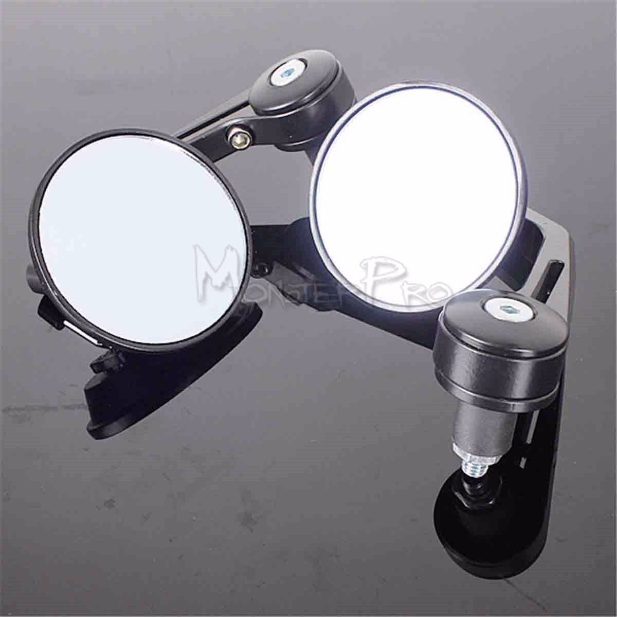 Round Universal Black Motorcycle 7/8" Bar End Rear Side View Mirrors Cafe Racer - TDRMOTO