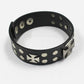 Men Women Boy Girl Biker leather bracelet wrist band wristband BLACK 3 Cross - TDRMOTO